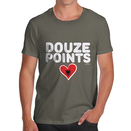 Funny T-Shirts For Guys Douze Points Albania Men's T-Shirt X-Large Khaki