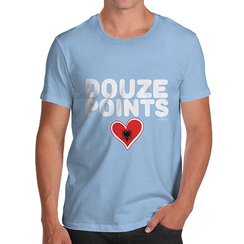 Funny T-Shirts For Men Sarcasm Douze Points Albania Men's T-Shirt Medium Sky Blue