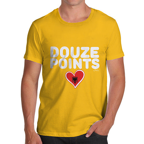 Novelty Gifts For Men Douze Points Albania Men's T-Shirt Medium Yellow