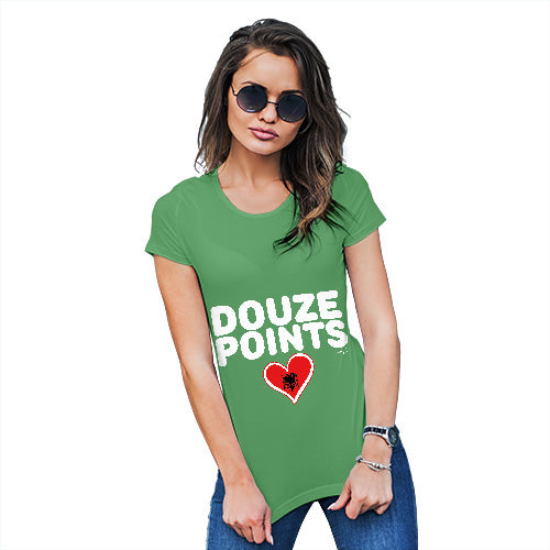 Funny Tee Shirts For Women Douze Points Albania Women's T-Shirt Large Green