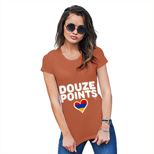 T-Shirt Funny Geek Nerd Hilarious Joke Douze Points Armenia Women's T-Shirt Small Orange