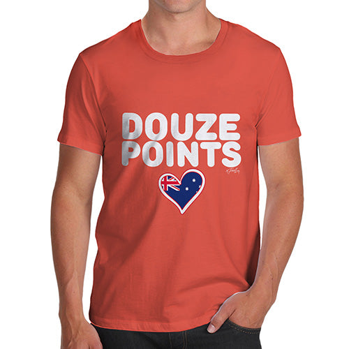 T-Shirt Funny Geek Nerd Hilarious Joke Douze Points Australia Men's T-Shirt Large Orange