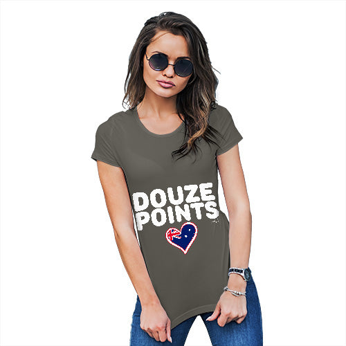 Novelty T Shirt Christmas Douze Points Australia Women's T-Shirt Medium Khaki