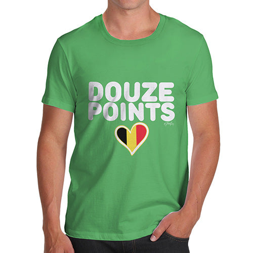 T-Shirt Funny Geek Nerd Hilarious Joke Douze Points Belgium Men's T-Shirt Large Green