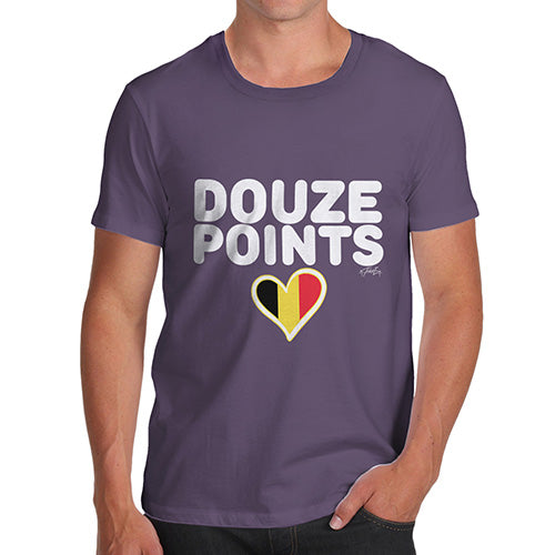 Adult Humor Novelty Graphic Sarcasm Funny T Shirt Douze Points Belgium Men's T-Shirt Large Plum