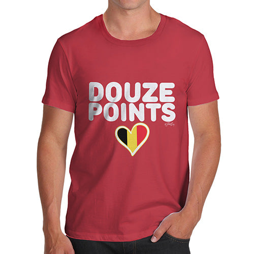 Funny T-Shirts For Men Douze Points Belgium Men's T-Shirt X-Large Red
