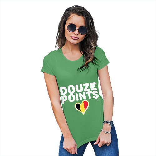Funny Tshirts For Women Douze Points Belgium Women's T-Shirt Large Green