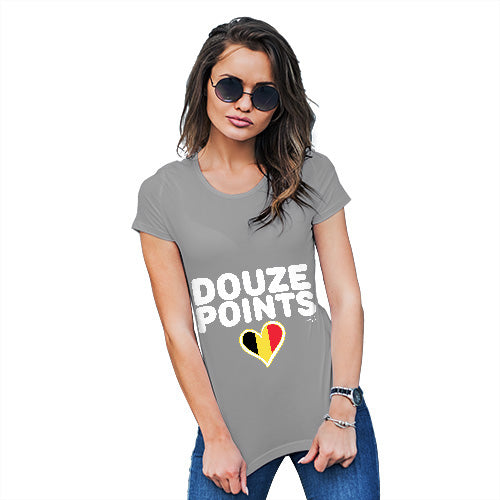 Novelty T Shirt Christmas Douze Points Belgium Women's T-Shirt X-Large Light Grey