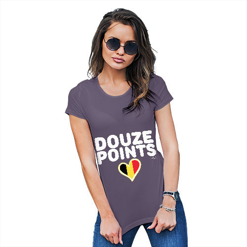 Novelty T Shirt Christmas Douze Points Belgium Women's T-Shirt X-Large Plum