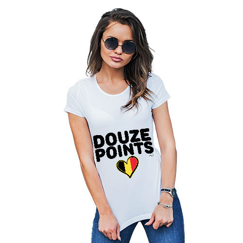 Funny Tee Shirts For Women Douze Points Belgium Women's T-Shirt Small White
