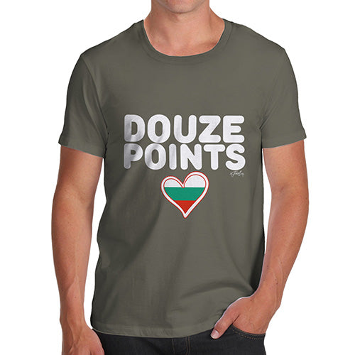 Novelty T Shirts Douze Points Bulgaria Men's T-Shirt Medium Khaki