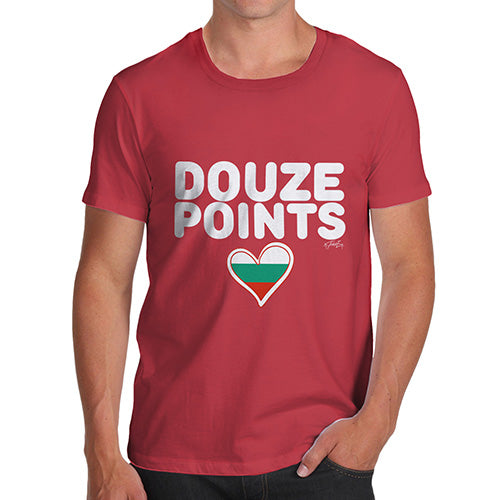 Novelty Tshirts Men Douze Points Bulgaria Men's T-Shirt Medium Red