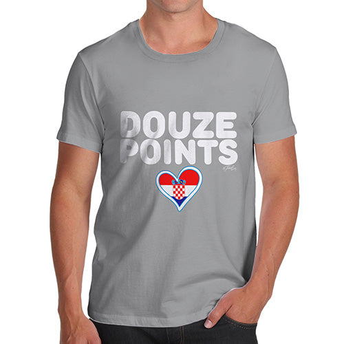 Funny T-Shirts For Guys Douze Points Croatia Men's T-Shirt Medium Light Grey