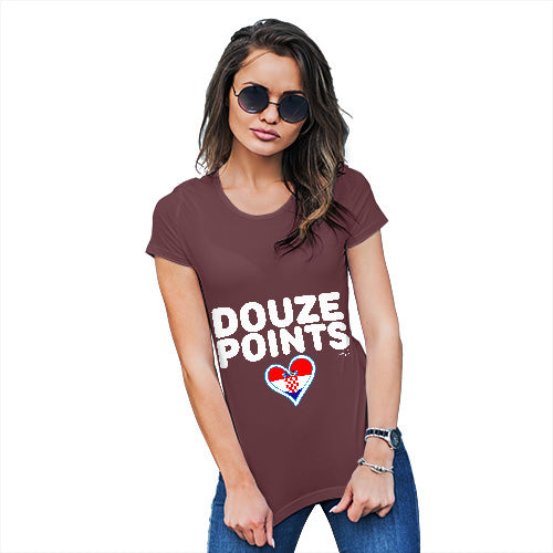 Novelty T Shirt Christmas Douze Points Croatia Women's T-Shirt Large Burgundy