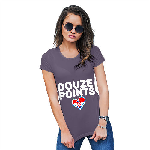 Funny Tee Shirts For Women Douze Points Croatia Women's T-Shirt Large Plum