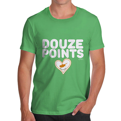 Funny Tee Shirts For Men Douze Points Cyprus Men's T-Shirt Large Green