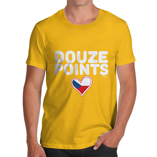 Funny T Shirts For Men Douze Points Czech Republic Men's T-Shirt Medium Yellow