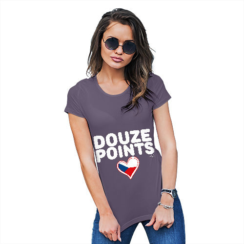 Funny Shirts For Women Douze Points Czech Republic Women's T-Shirt Medium Plum