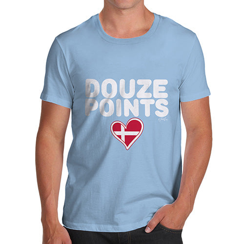 Funny T Shirts Douze Points Denmark Men's T-Shirt Medium Sky Blue