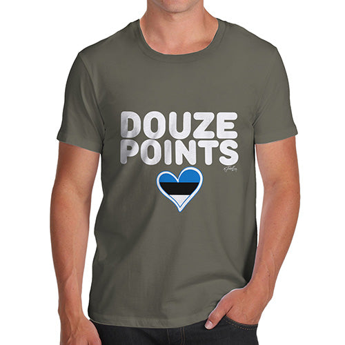 Funny T Shirts For Dad Douze Points Estonia Men's T-Shirt X-Large Khaki