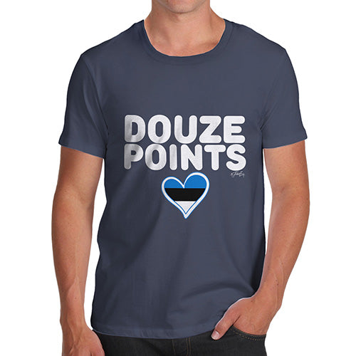 Funny T-Shirts For Guys Douze Points Estonia Men's T-Shirt Medium Navy