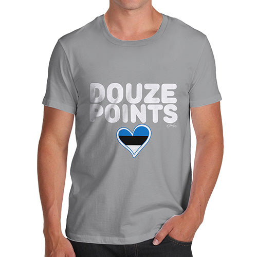 Funny T Shirts For Dad Douze Points Estonia Men's T-Shirt Medium Light Grey