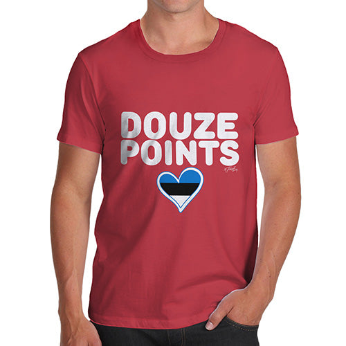 T-Shirt Funny Geek Nerd Hilarious Joke Douze Points Estonia Men's T-Shirt Medium Red