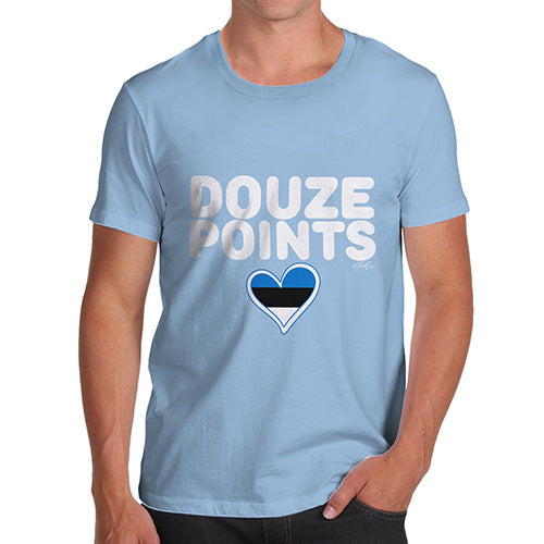Funny T Shirts For Men Douze Points Estonia Men's T-Shirt Small Sky Blue