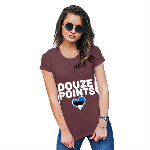 Funny T Shirts For Mom Douze Points Estonia Women's T-Shirt X-Large Burgundy