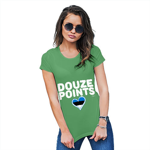 Funny T Shirts Douze Points Estonia Women's T-Shirt Large Green