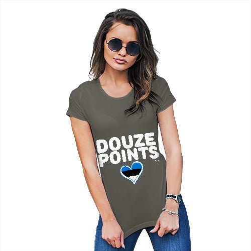 Funny Tee Shirts For Women Douze Points Estonia Women's T-Shirt Small Khaki
