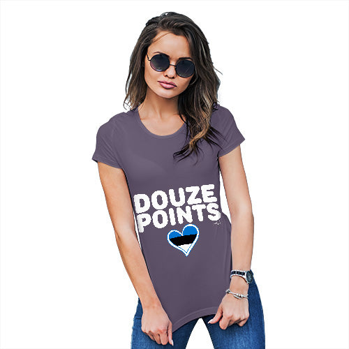 T-Shirt Funny Geek Nerd Hilarious Joke Douze Points Estonia Women's T-Shirt Large Plum