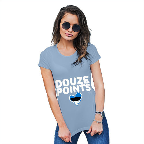 Adult Humor Novelty Graphic Sarcasm Funny T Shirt Douze Points Estonia Women's T-Shirt Medium Sky Blue
