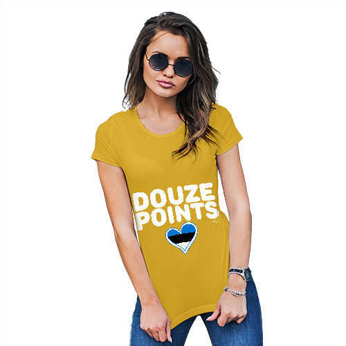 Funny T Shirts For Women Douze Points Estonia Women's T-Shirt Medium Yellow