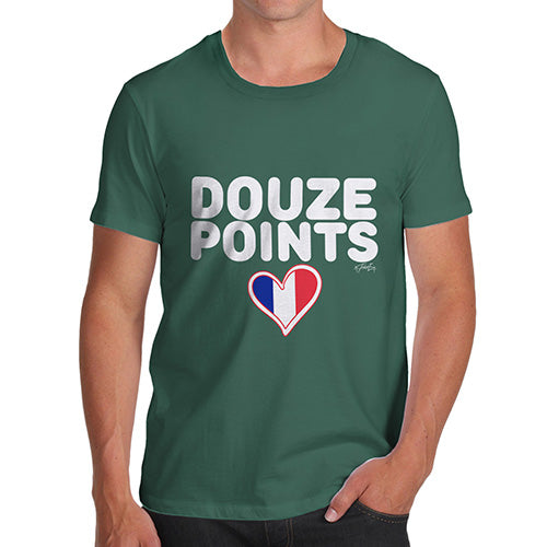 Funny Tee Shirts For Men Douze Points France Men's T-Shirt Small Bottle Green