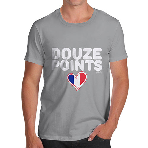 Funny T-Shirts For Guys Douze Points France Men's T-Shirt Small Light Grey