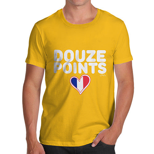 Funny Tee Shirts For Men Douze Points France Men's T-Shirt Large Yellow