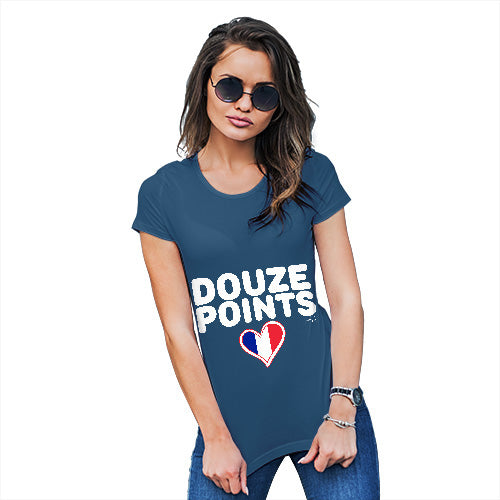 Funny Tee Shirts For Women Douze Points France Women's T-Shirt X-Large Royal Blue