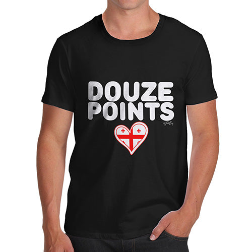 Novelty T Shirts Douze Points Georgia Men's T-Shirt Medium Black