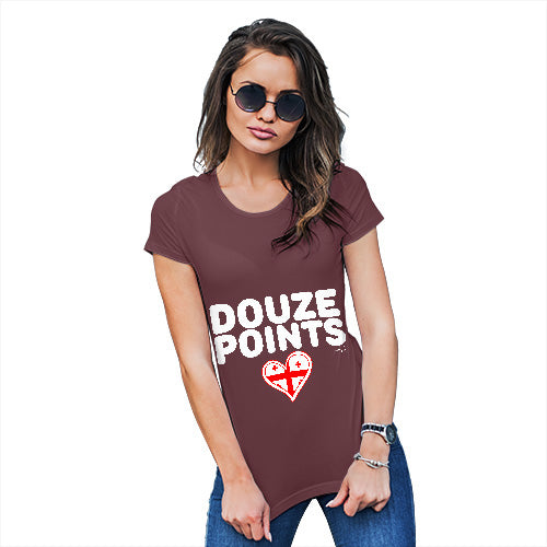 Funny Tee Shirts For Women Douze Points Georgia Women's T-Shirt Small Burgundy