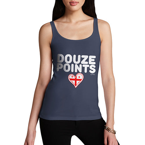 Novelty Tank Top Women Douze Points Georgia Women's Tank Top Medium Navy