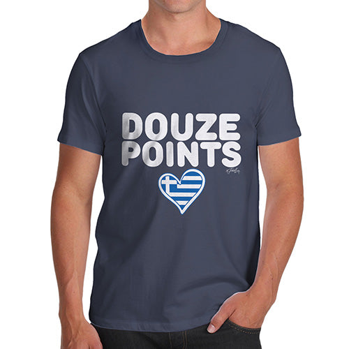 Funny T Shirts For Men Douze Points Greece Men's T-Shirt Small Navy