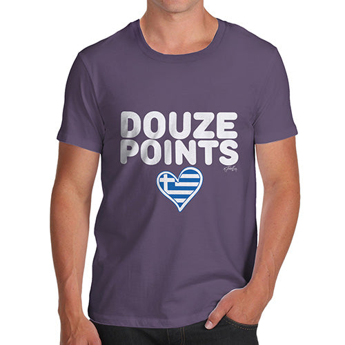 Funny T Shirts For Men Douze Points Greece Men's T-Shirt Small Plum