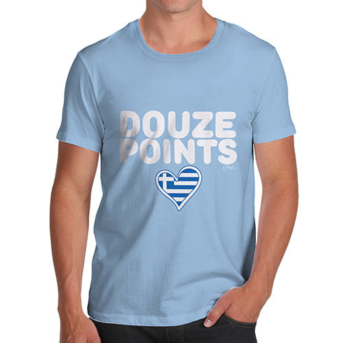 Funny Gifts For Men Douze Points Greece Men's T-Shirt Small Sky Blue