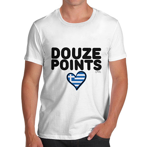 Novelty Tshirts Men Douze Points Greece Men's T-Shirt X-Large White