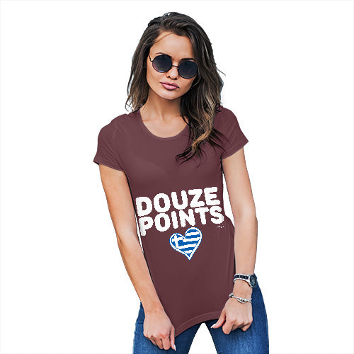 Funny T-Shirts For Women Douze Points Greece Women's T-Shirt Small Burgundy