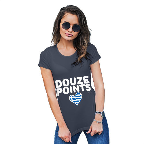 Funny Tee Shirts For Women Douze Points Greece Women's T-Shirt X-Large Navy