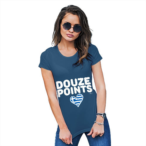 Funny Tee Shirts For Women Douze Points Greece Women's T-Shirt Small Royal Blue