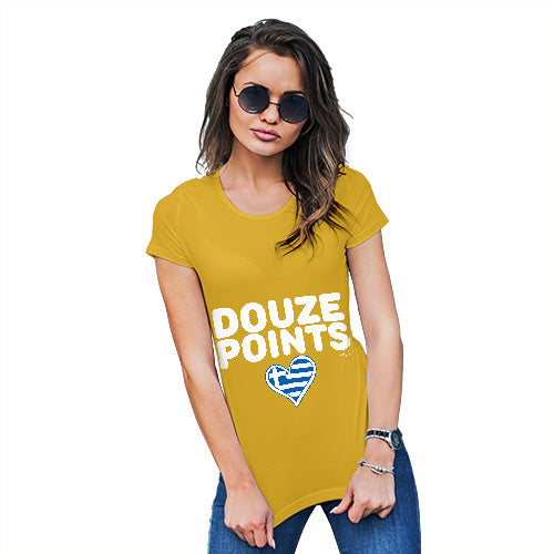 Funny Tshirts Douze Points Greece Women's T-Shirt Medium Yellow