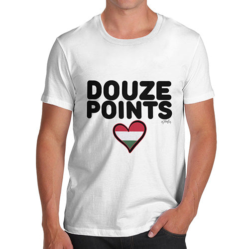 Funny T Shirts For Men Douze Points Hungary Men's T-Shirt Large White